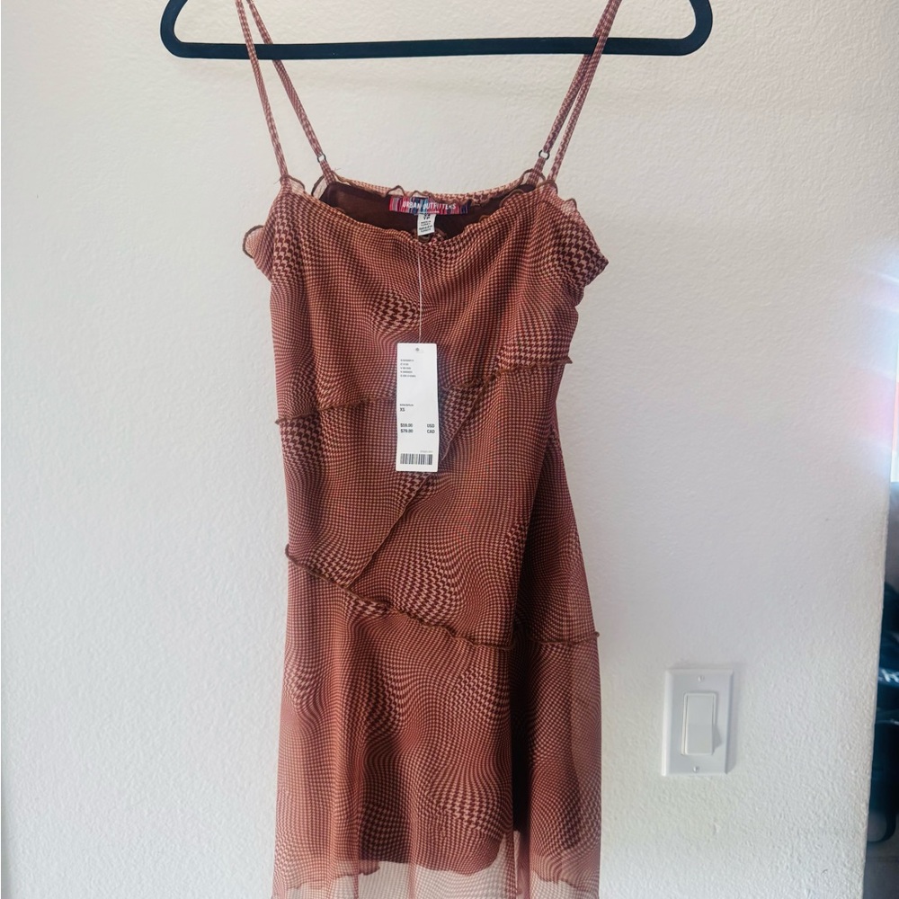 Urban Outfitters Brown Ruffle sheer Mini Dress